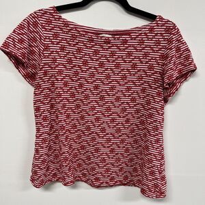 Anthropologie Postmark Bennett Embroidered Stripe Tee Womens Size S Red White